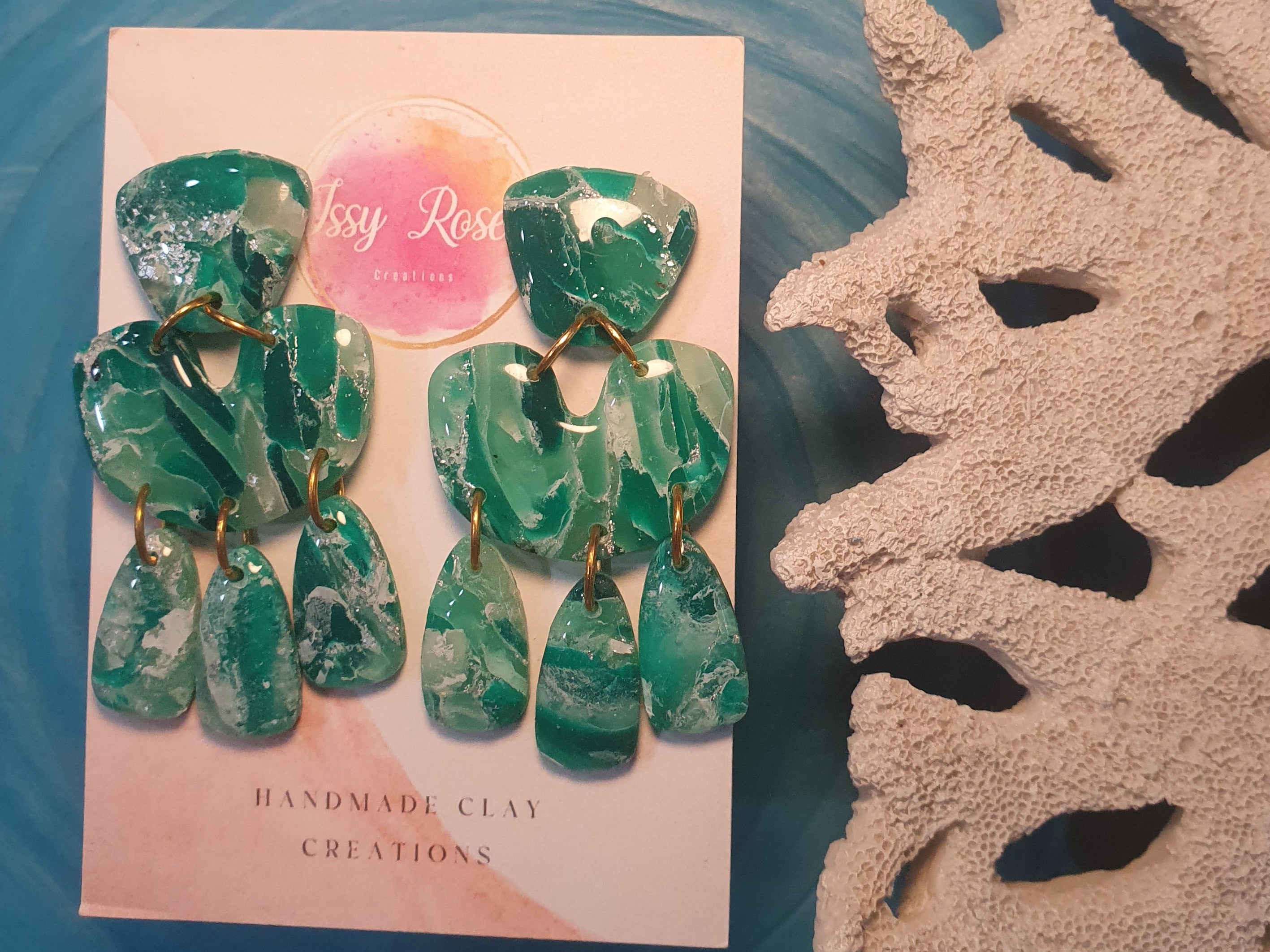 Ocean drift chunky Dangle Polymer Clay earrings