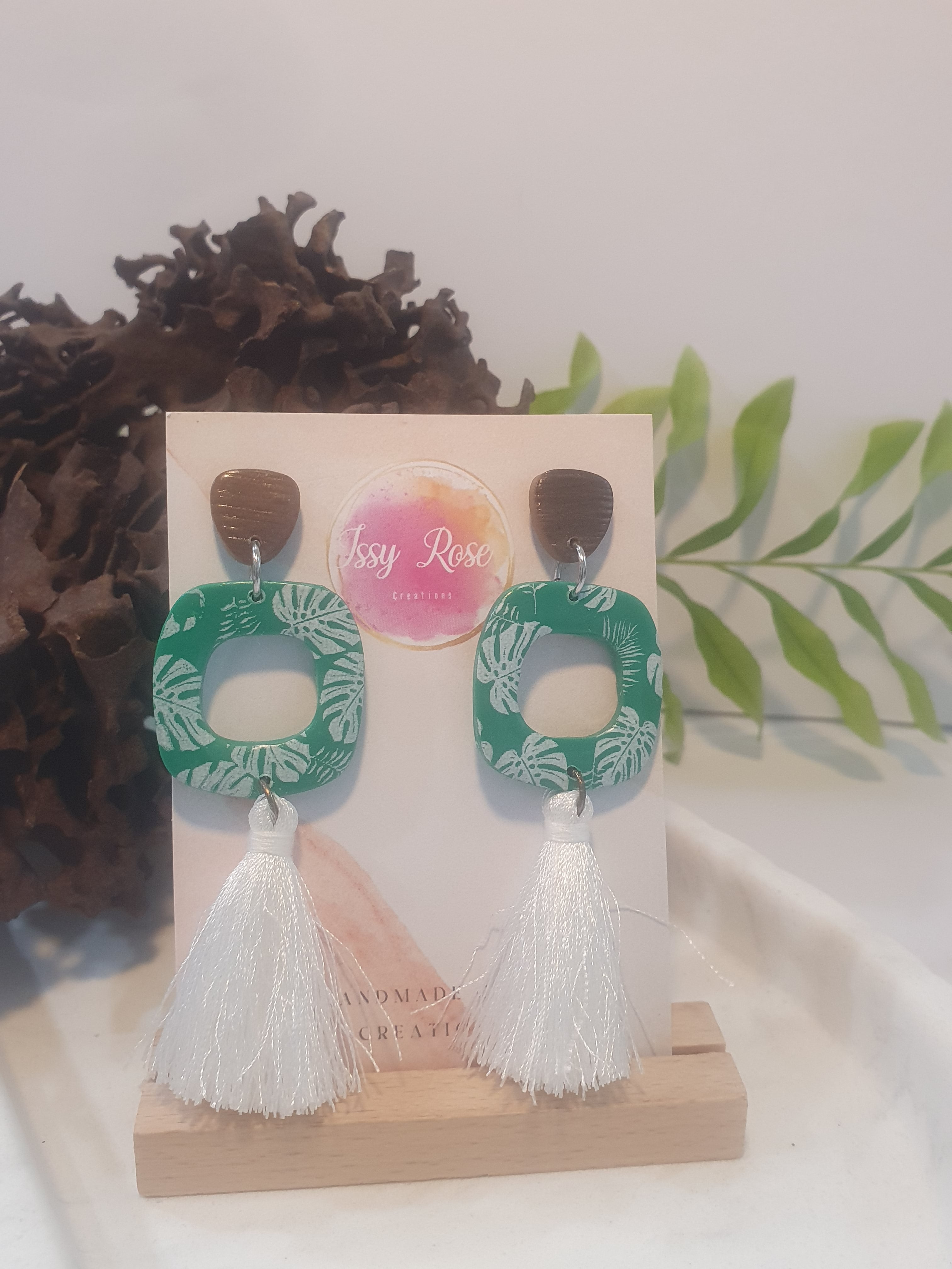 Tropical Palm Tassel Earrings