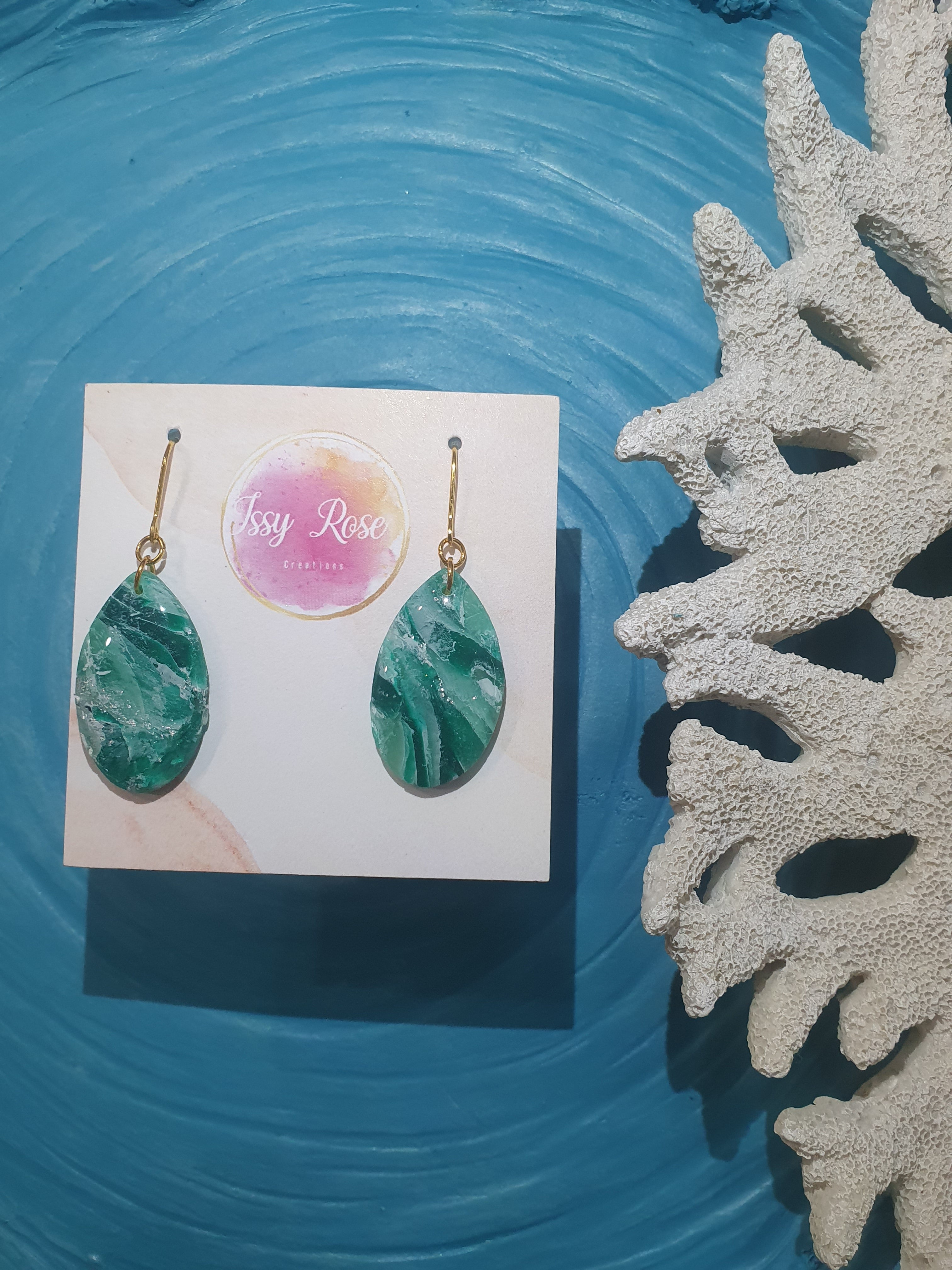 Ocean Drift Oval Drop Polymer Clay Earrings