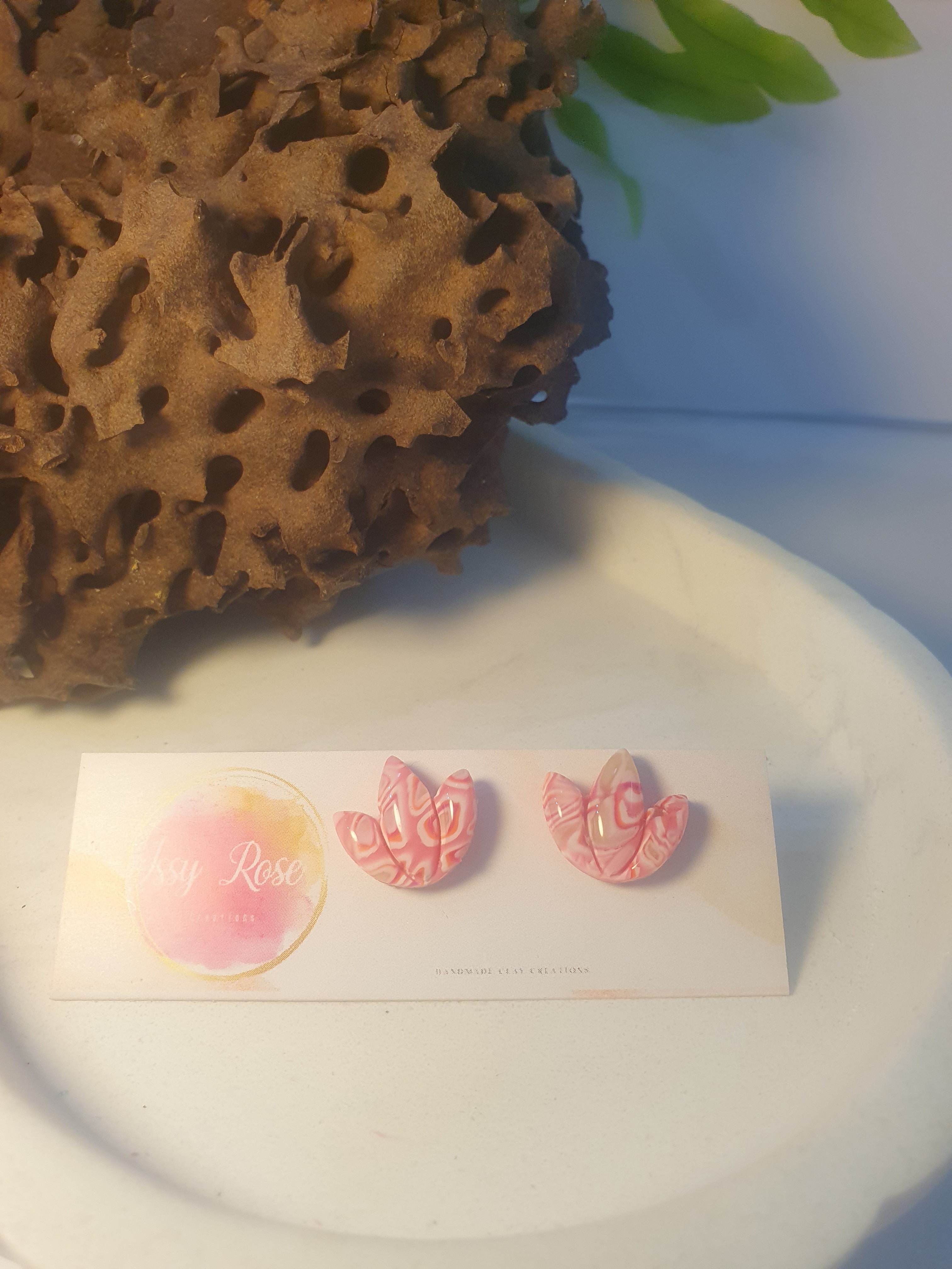 Pink Swirl Polymer clay Stud Earrings