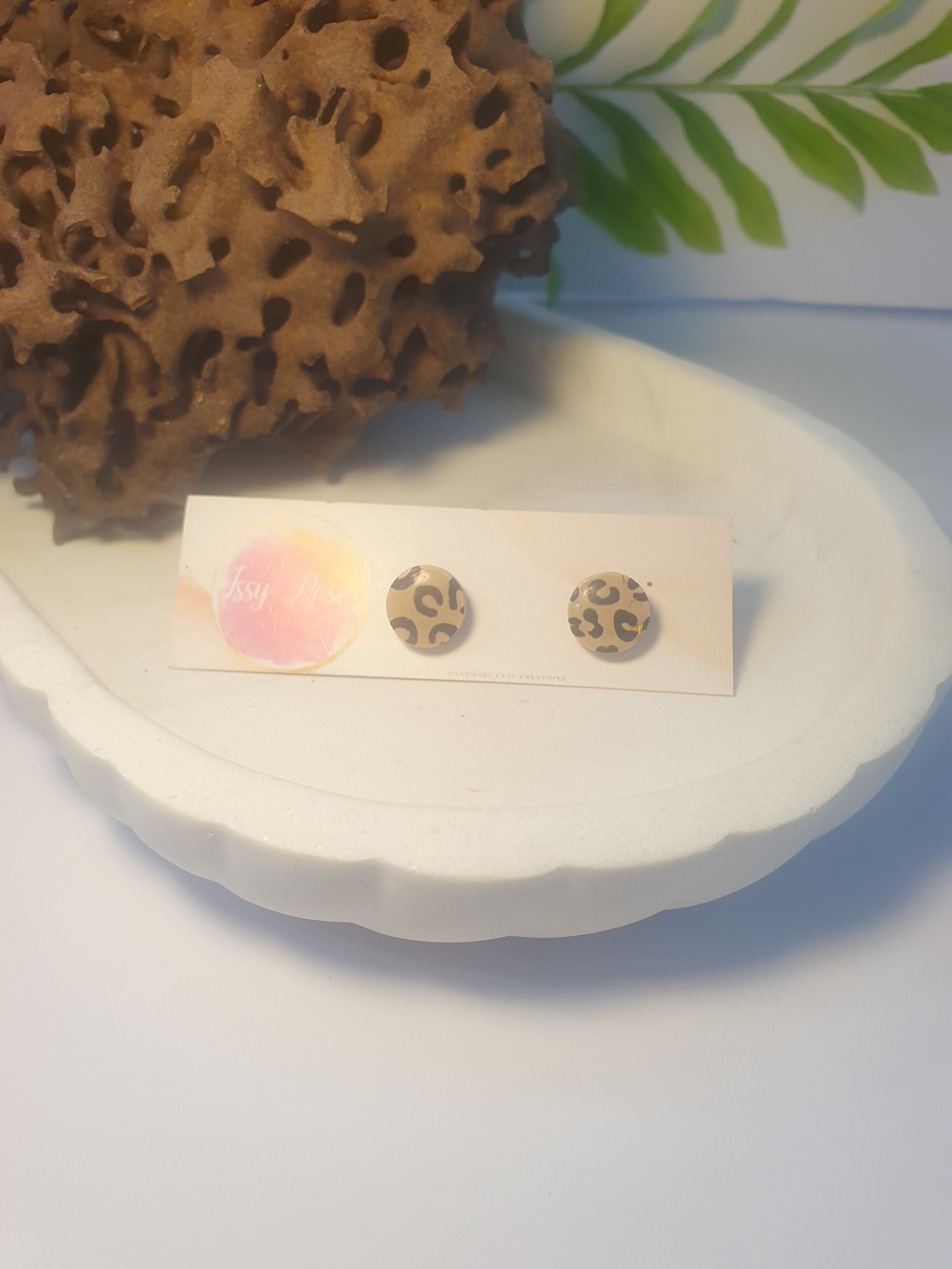 Leopard Luxe polymer clay Stud Earrings