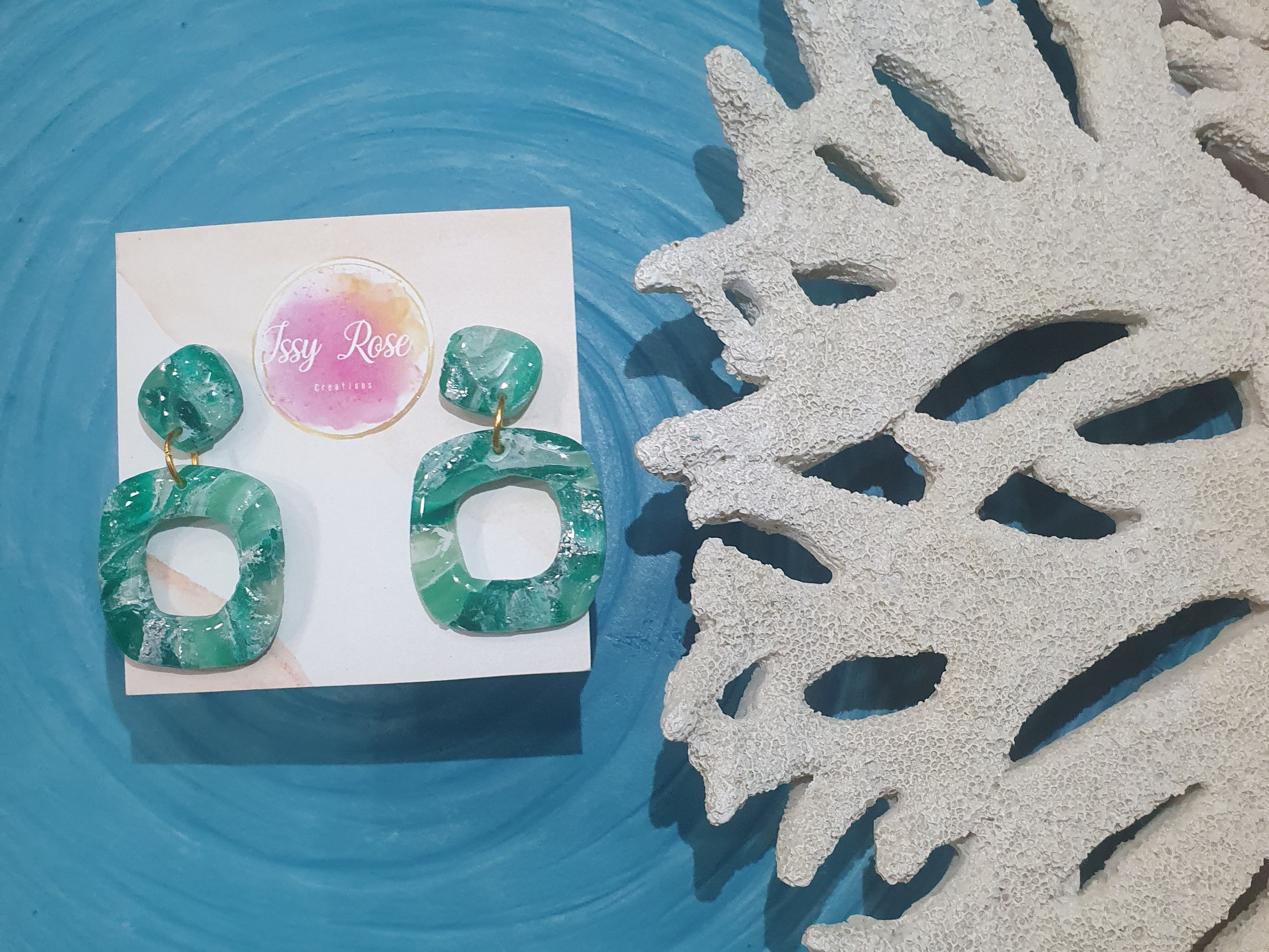 Ocean Drift rounded square Polymer Clay earrings