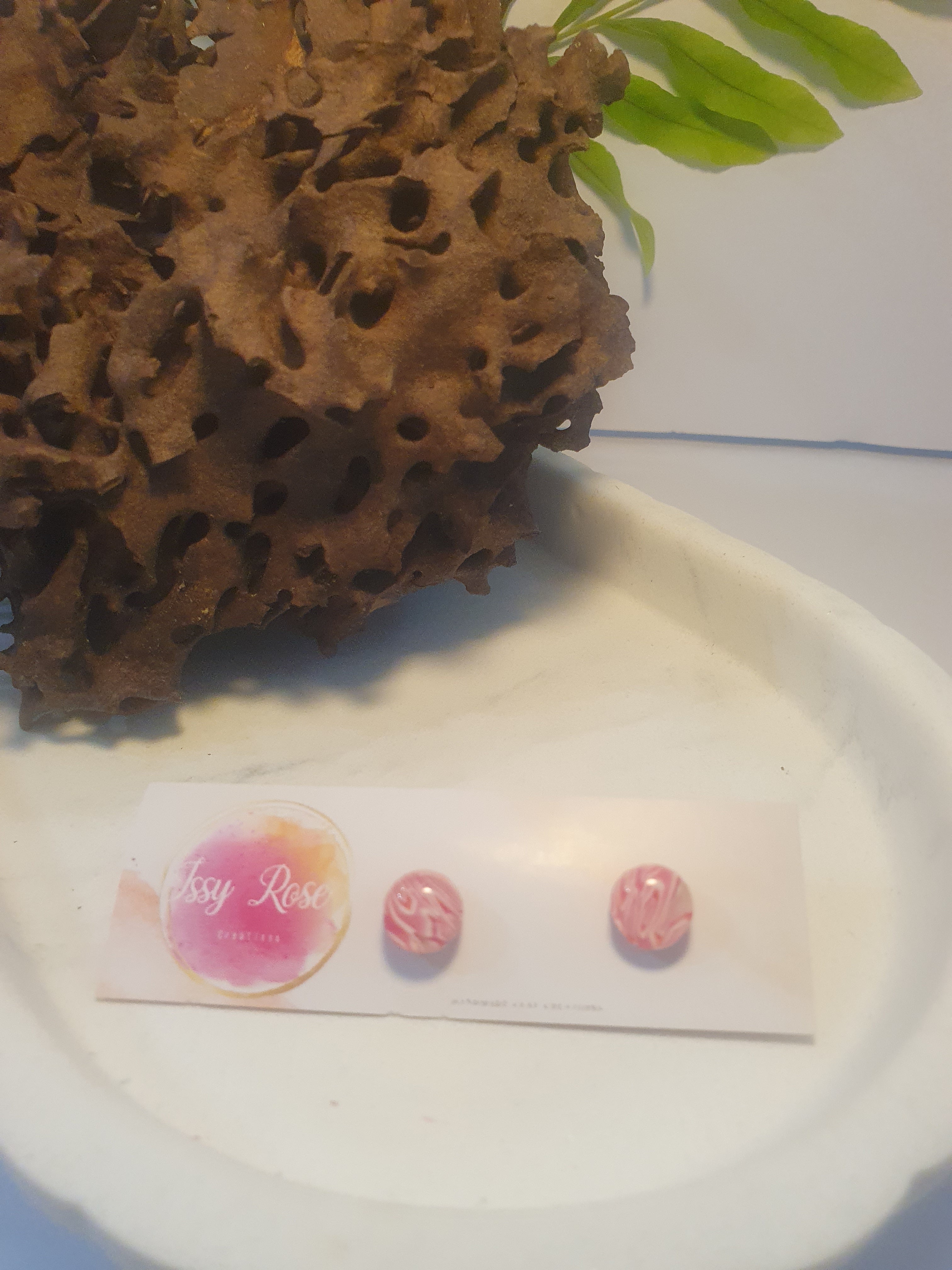 Pink Swirl Polymer clay Stud Earrings