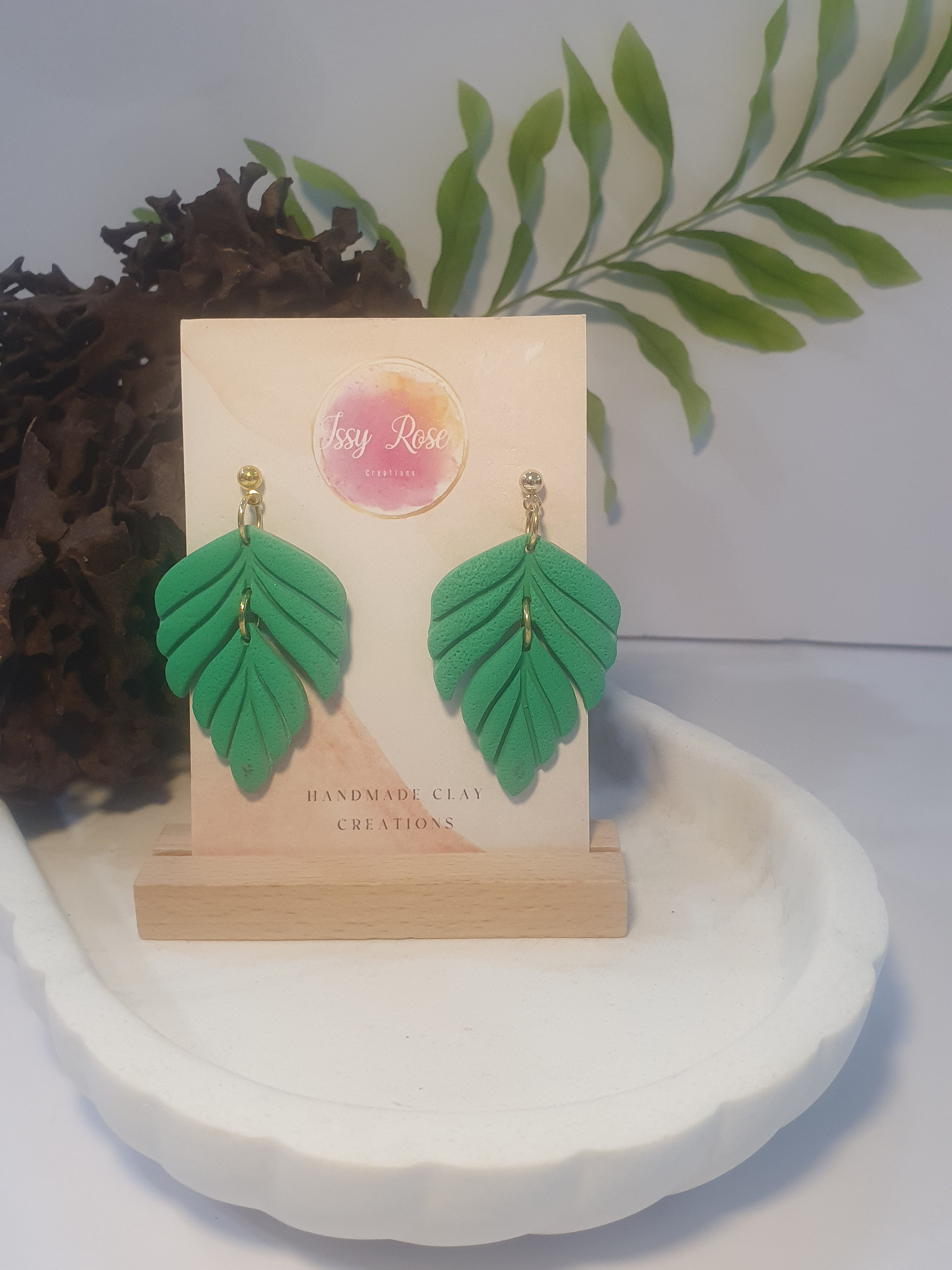 Emerald Leaf Drop Earrings