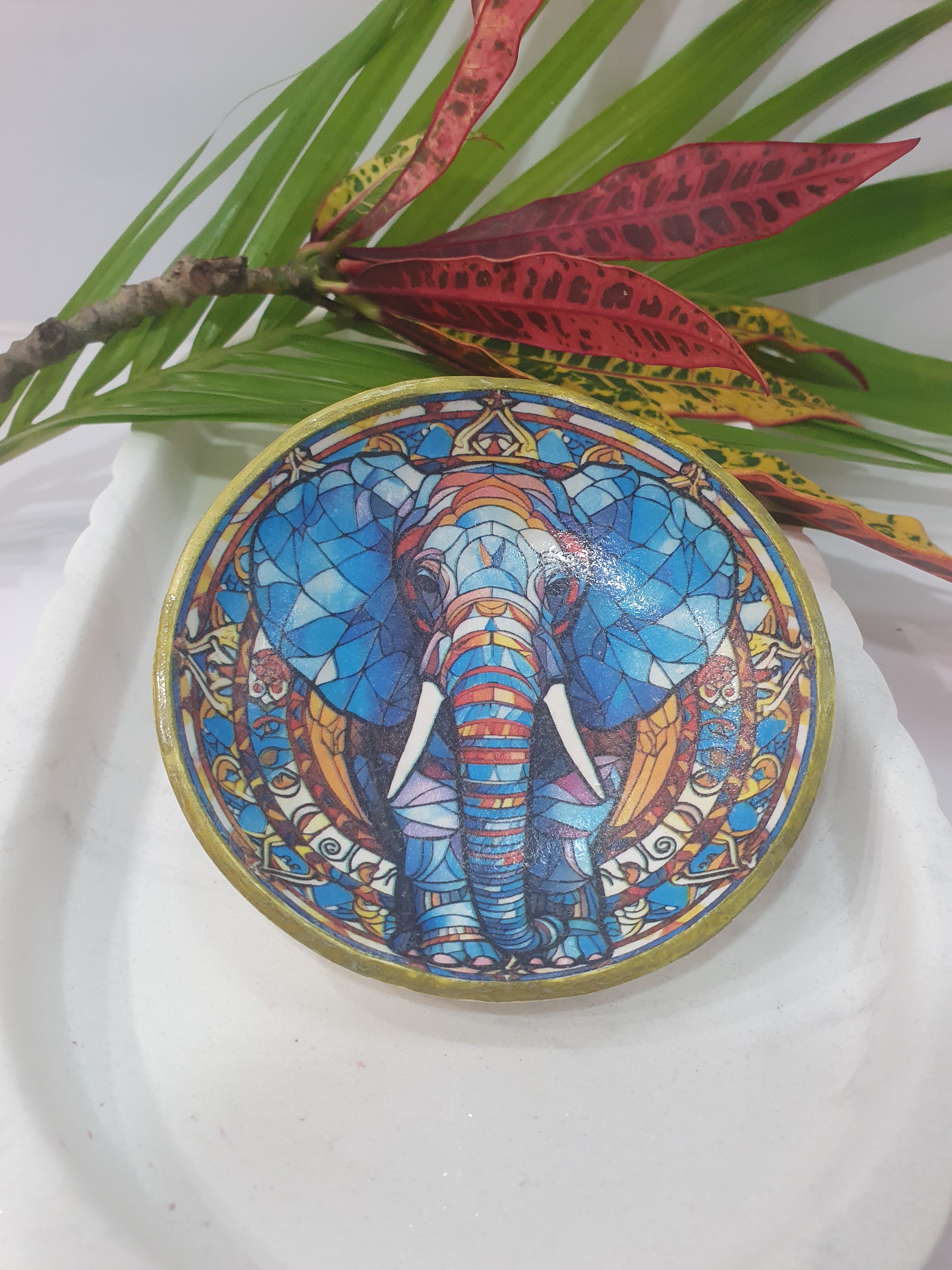 Elephant Mandala Polymer Clay Trinket Dish