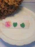 monstera leaf polymer clay stud earrings