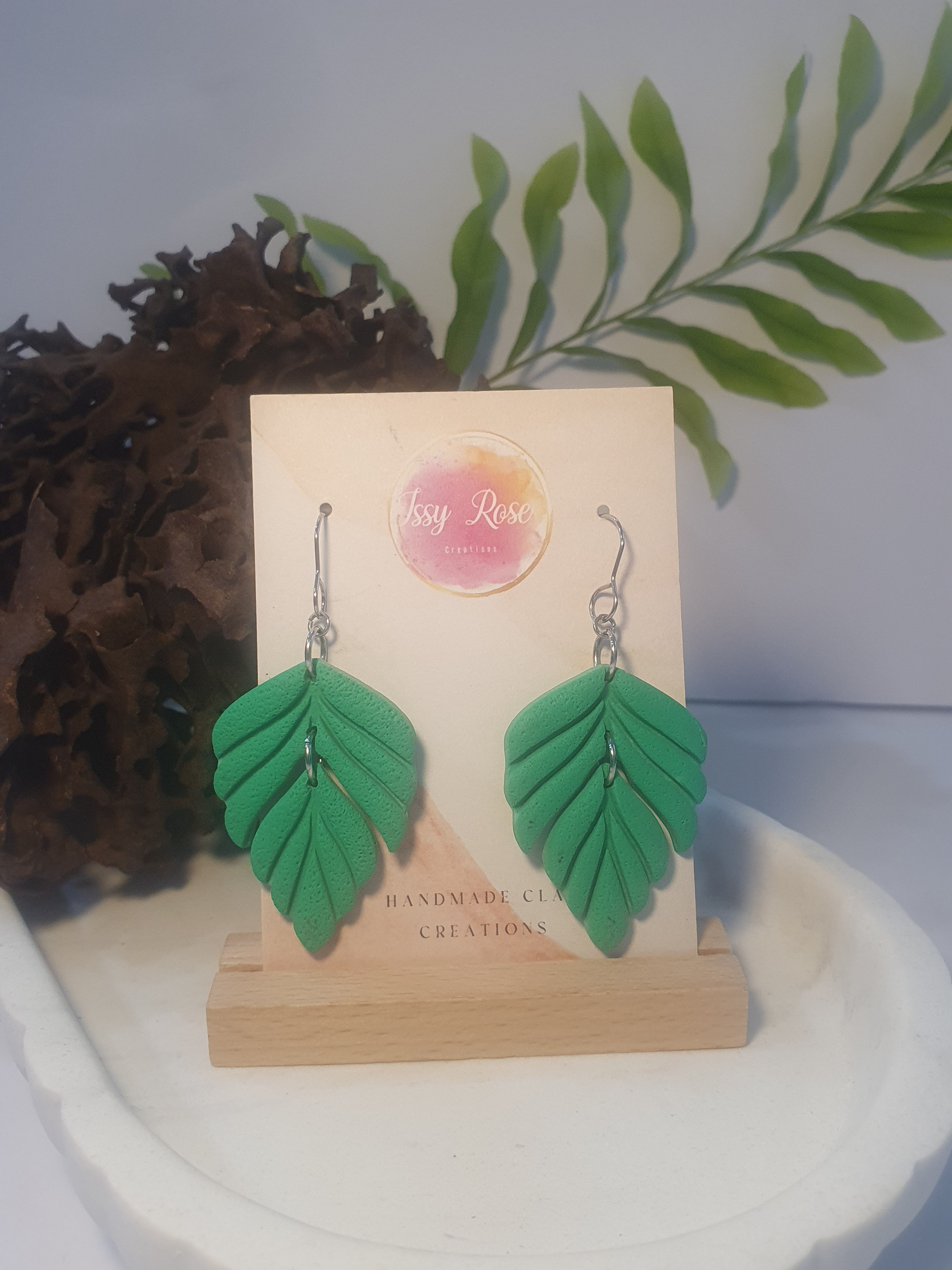 Emerald Leaf Drop Earrings