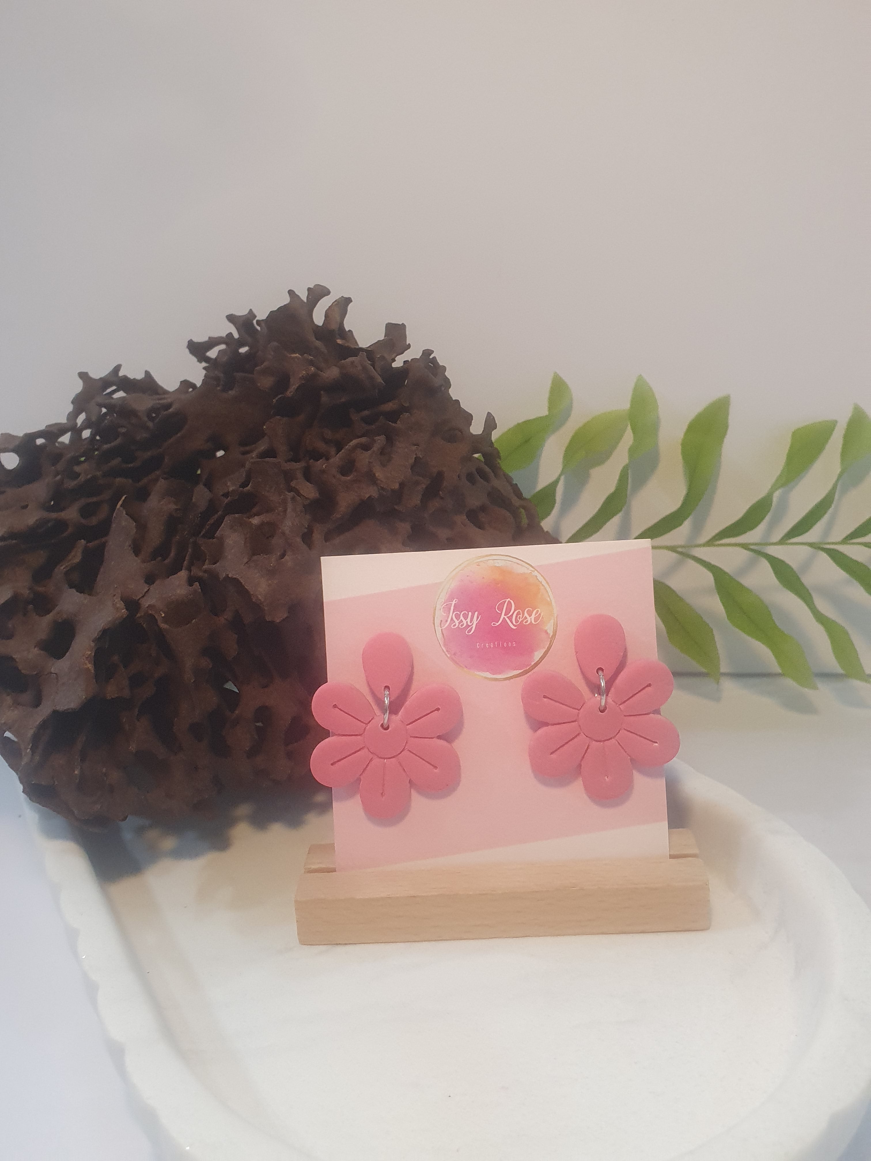 🌼 Flower Drop Polymer Clay Earrings