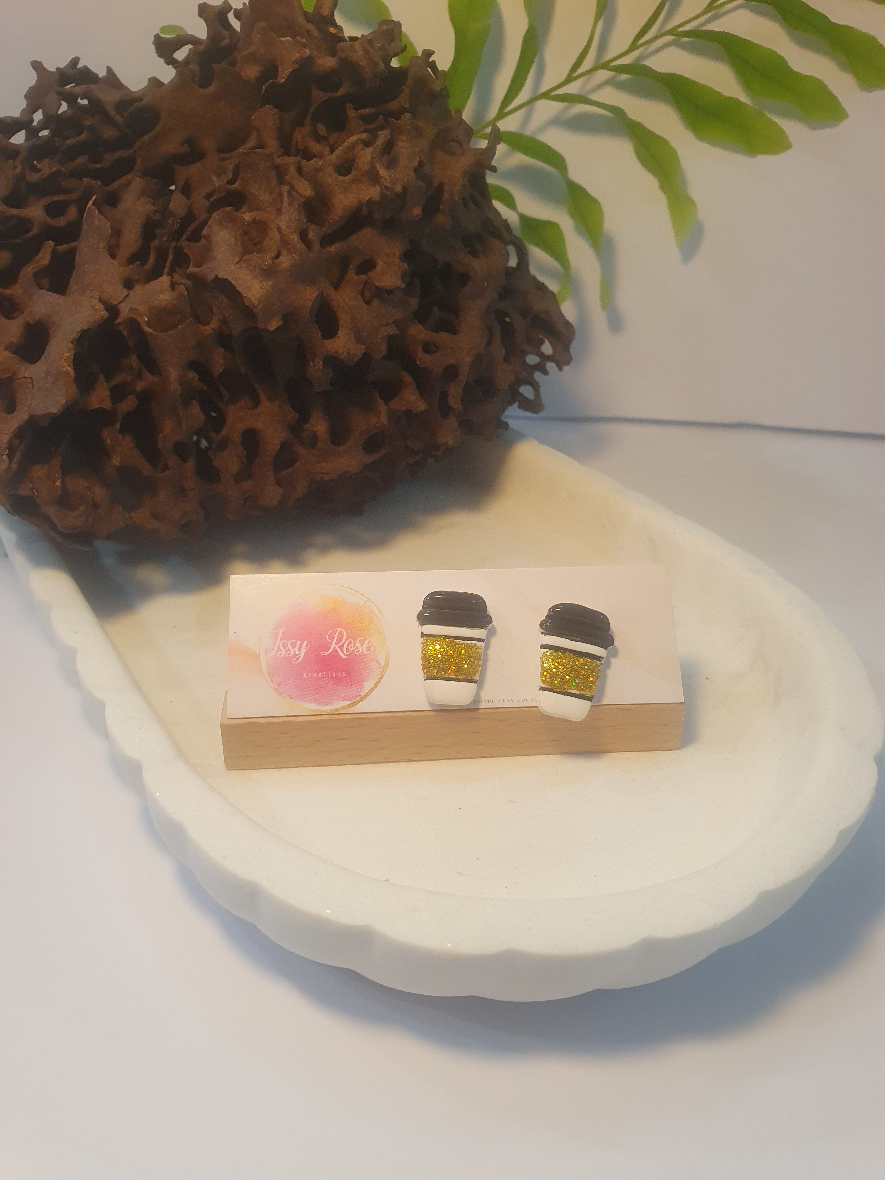 Coffee cup Polymer clay Stud Earrings