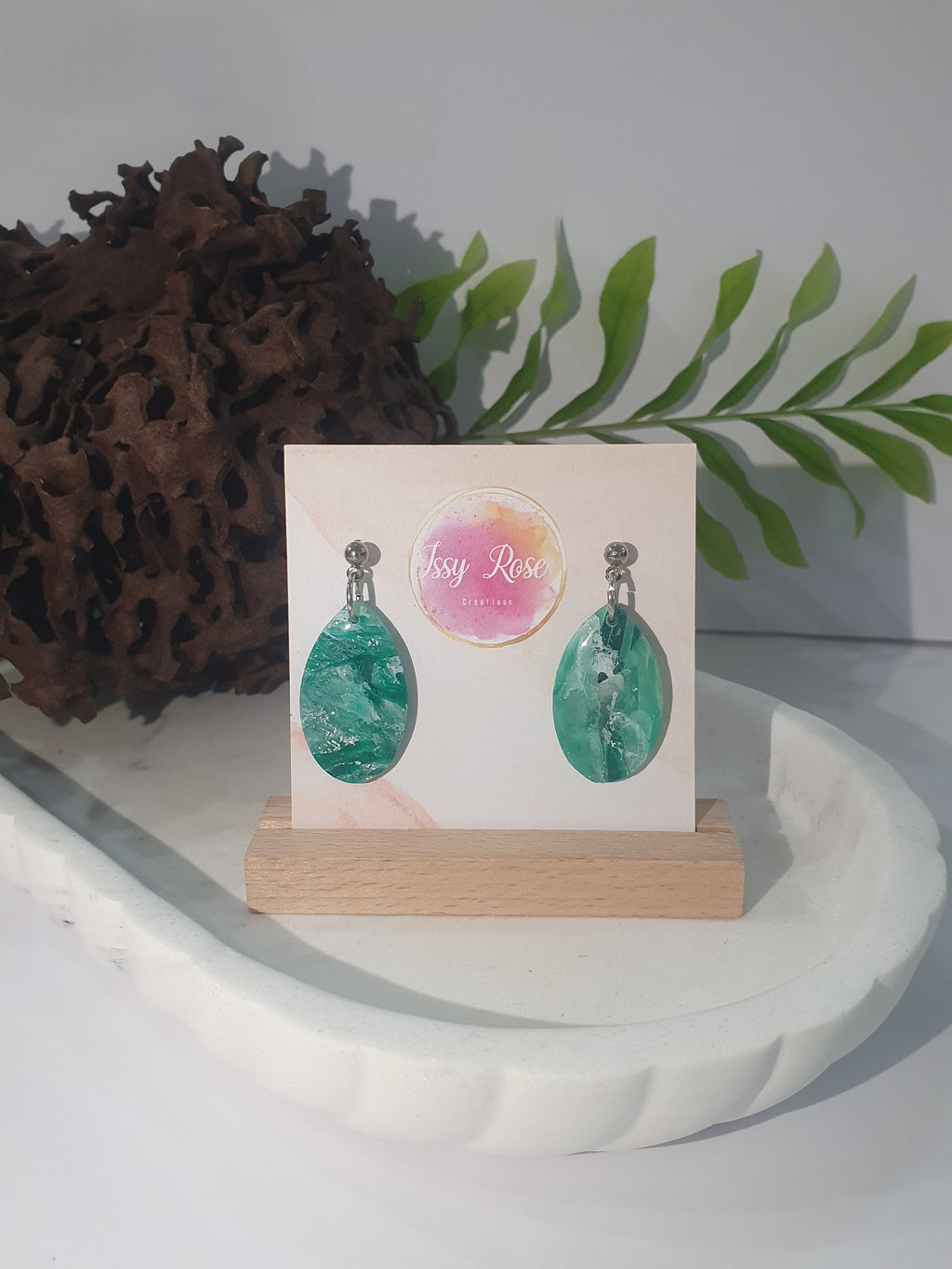 Ocean Drift Oval Drop Polymer Clay Earrings