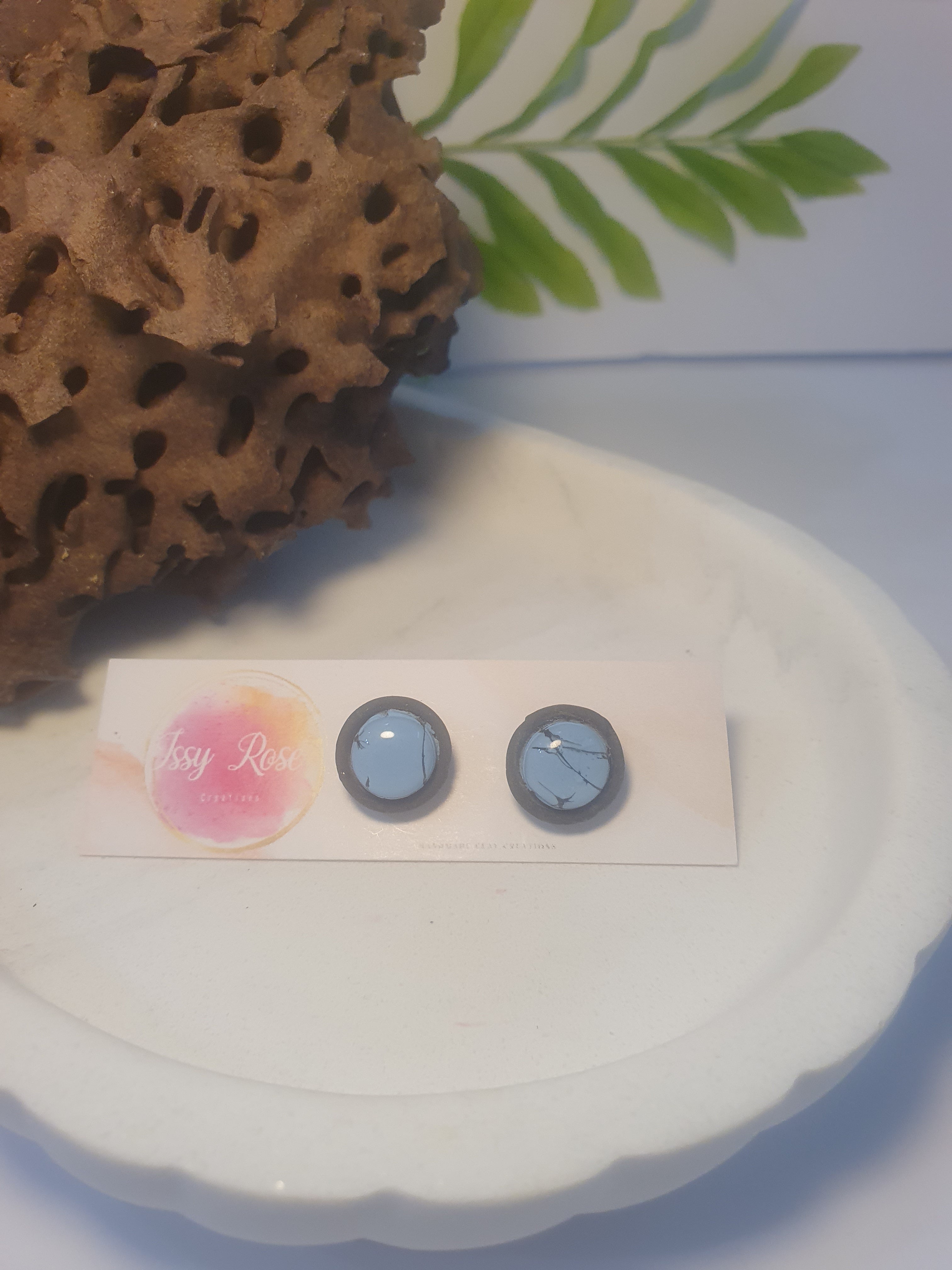 Desert Turquoise Bezel Polymer Clay Stud Earrings