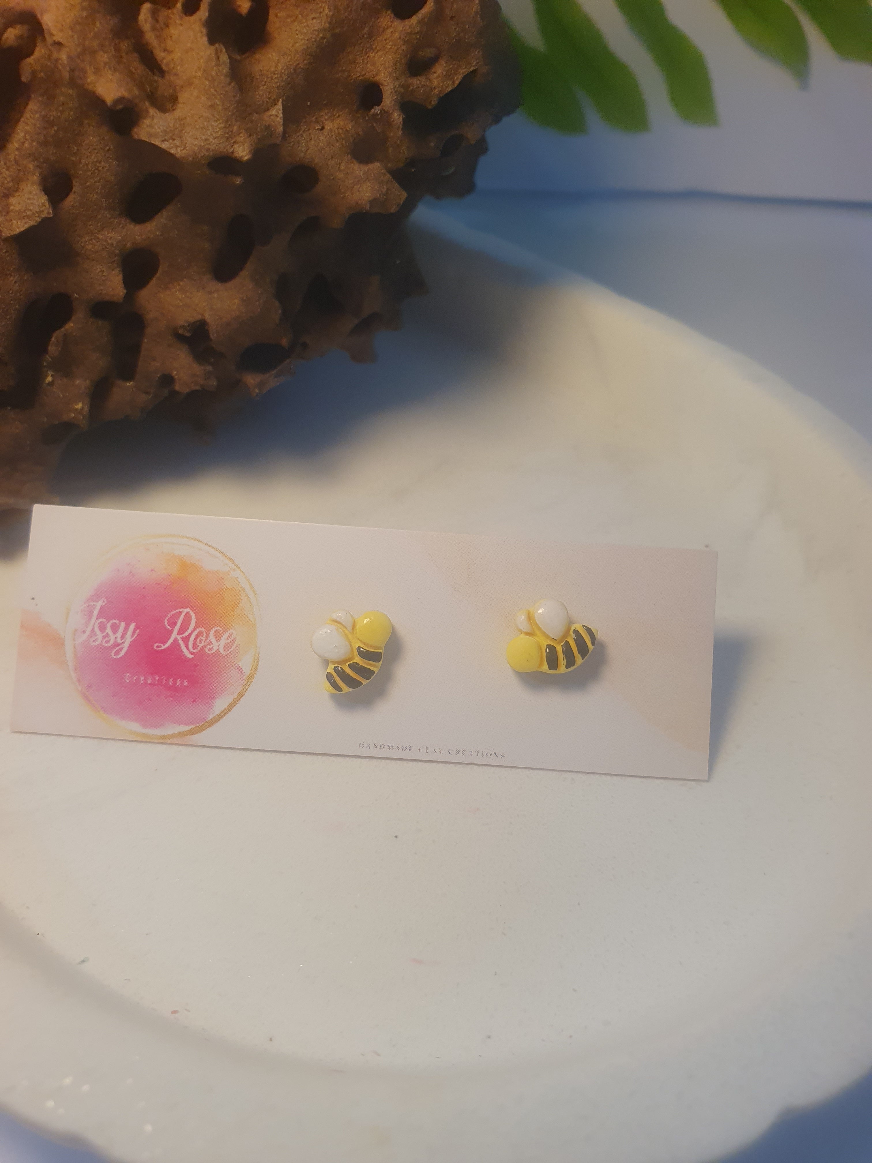 Bee Polymer Clay Stud Earrings