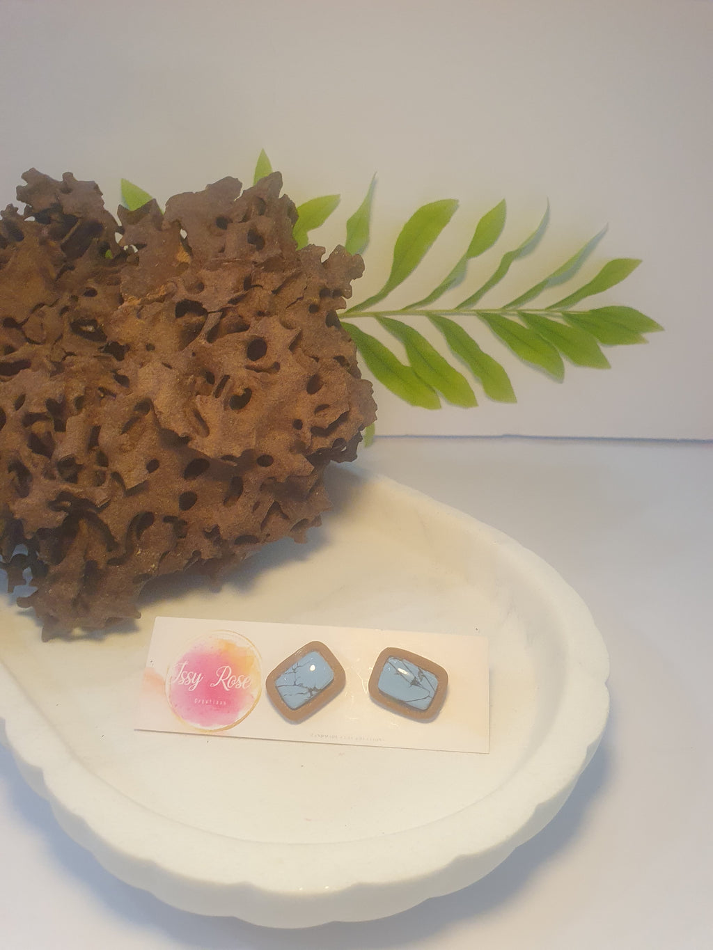 Desert Turquoise Bezel Polymer Clay Stud Earrings