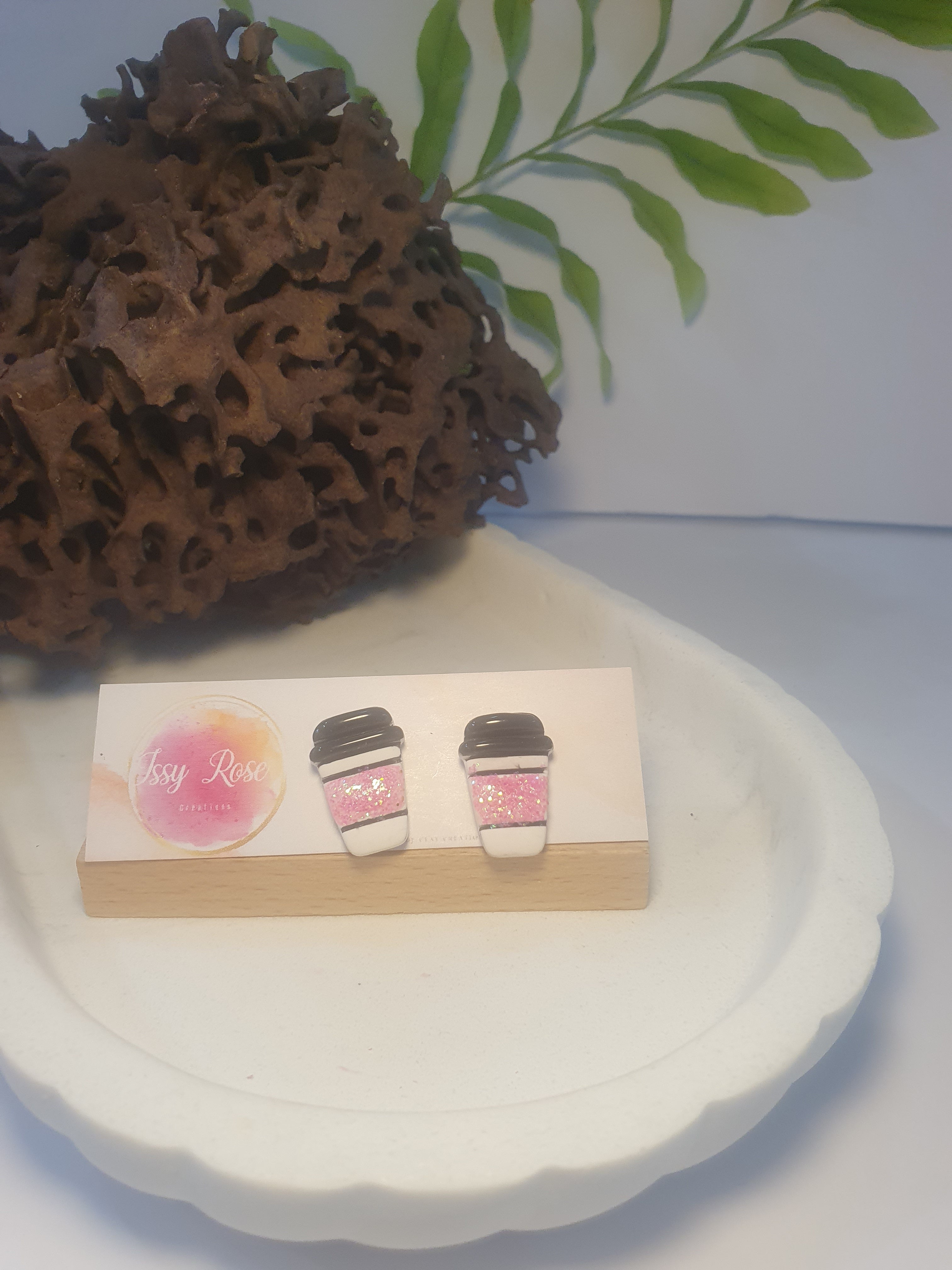 Coffee cup Polymer clay Stud Earrings