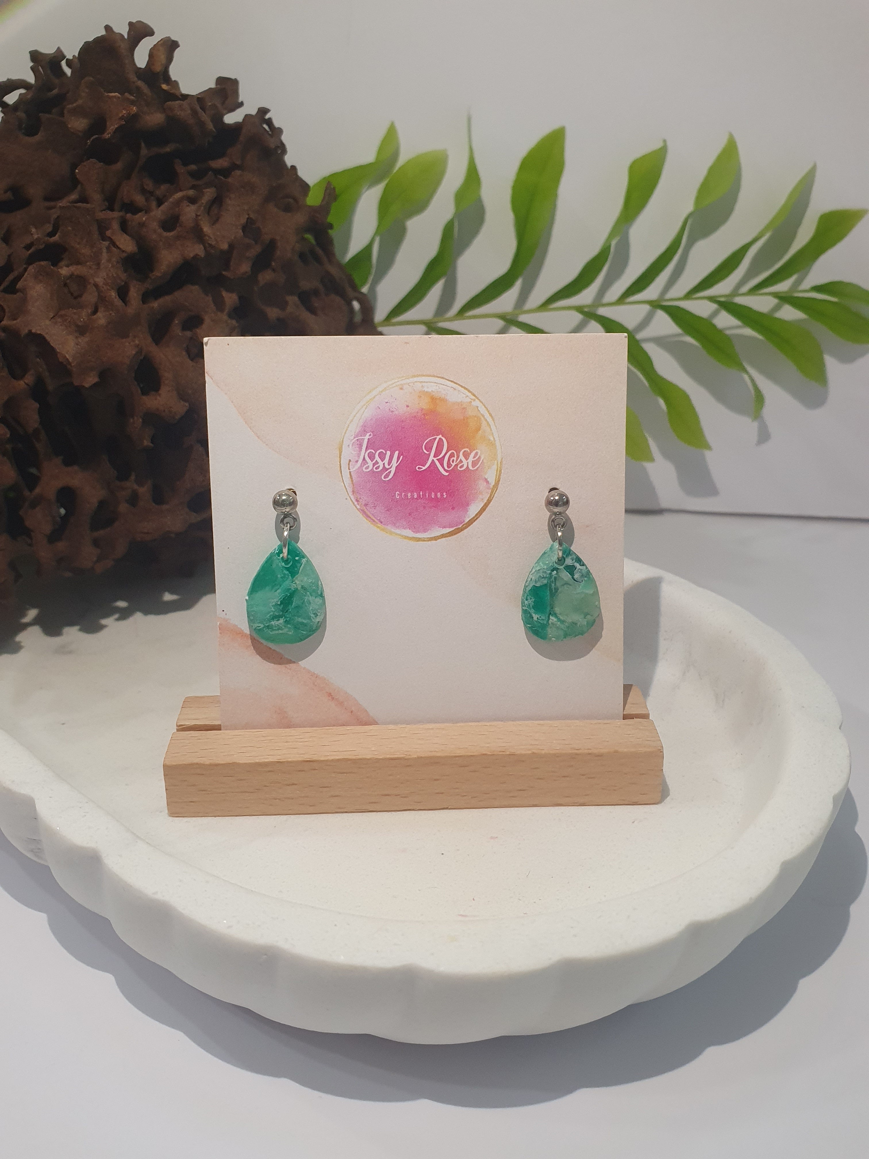 Ocean Drift Mini Teardrop Polymer Clay Earrings