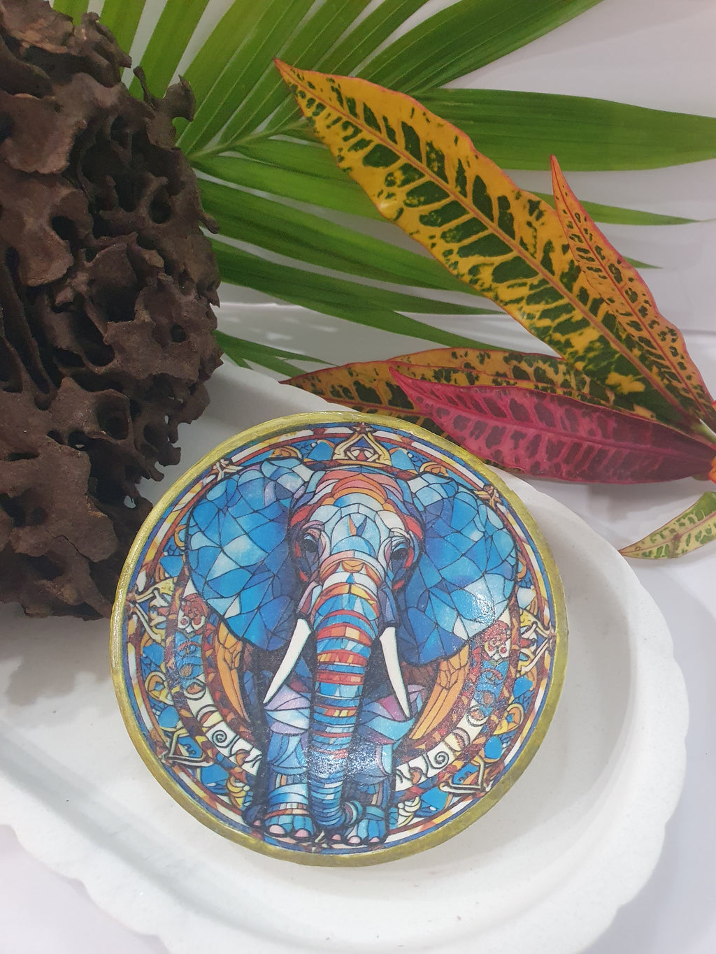 Elephant Mandala Polymer Clay Trinket Dish