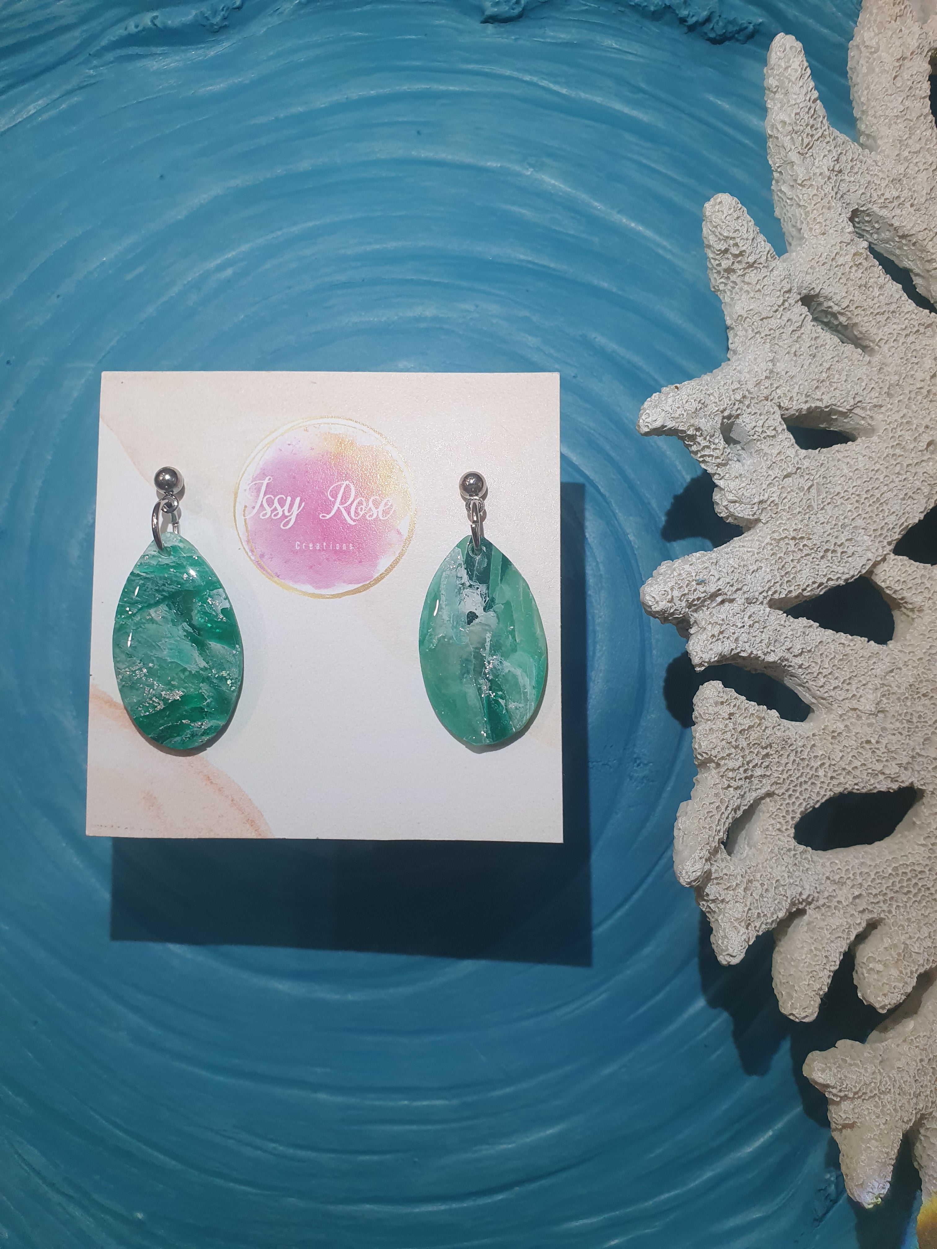 Ocean Drift Oval Drop Polymer Clay Earrings