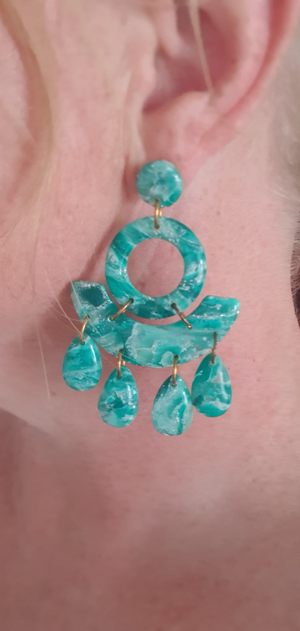 Ocean drift Polymer Clay statement earrings