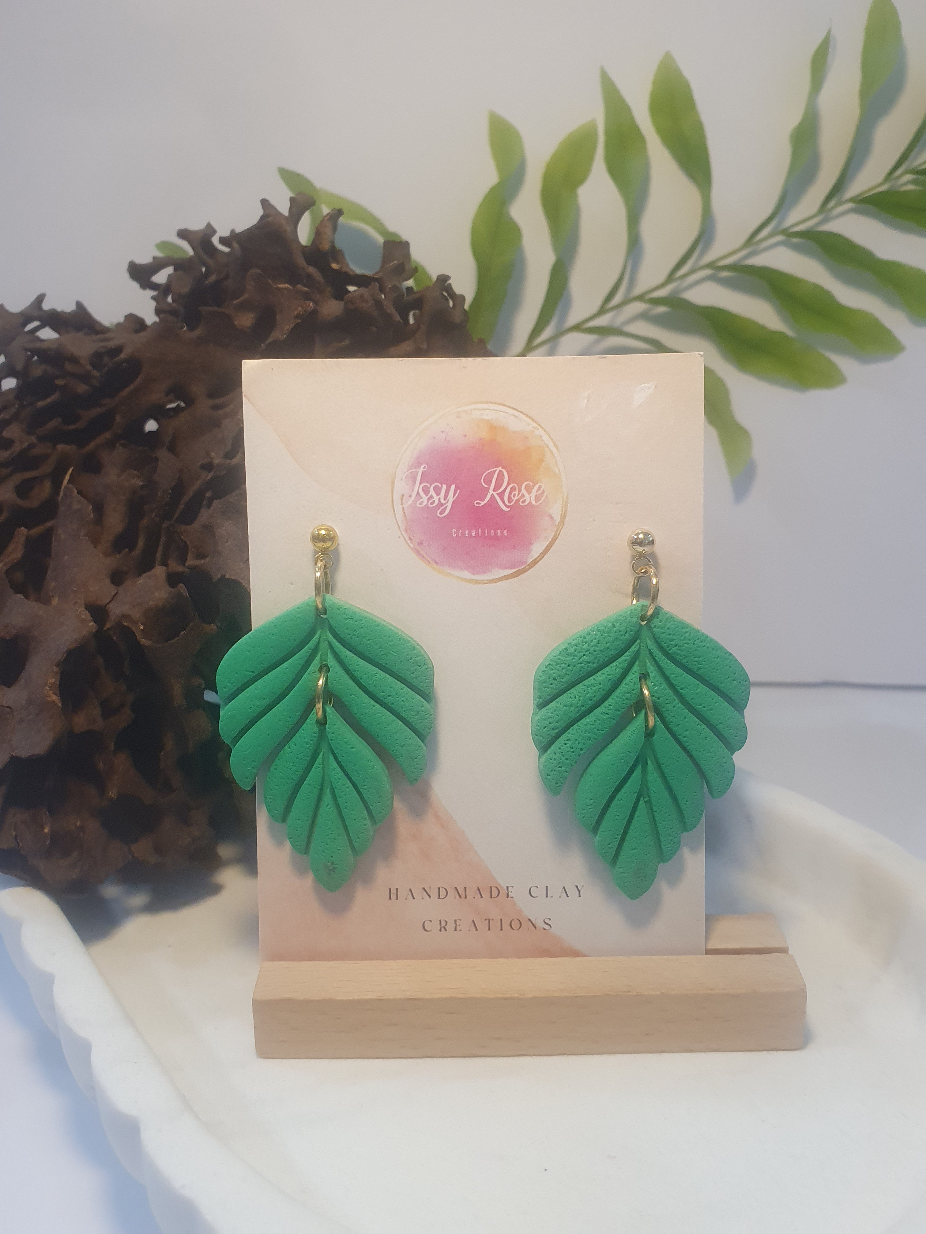 Emerald Leaf Drop Earrings