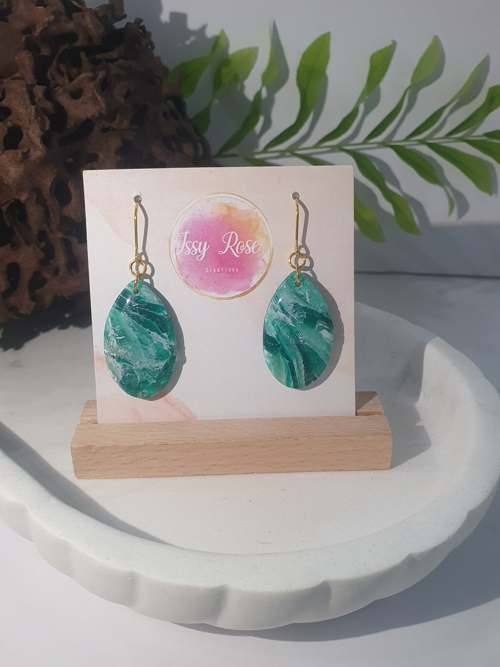 Ocean Drift Oval Drop Polymer Clay Earrings